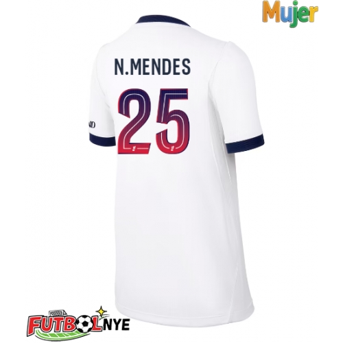 Camiseta Paris Saint-Germain Nuno Mendes #25 Visitante Equipación para mujer 2026-27 manga corta